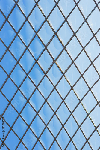Roof glass modern windows metal grid blue sky pattern facade