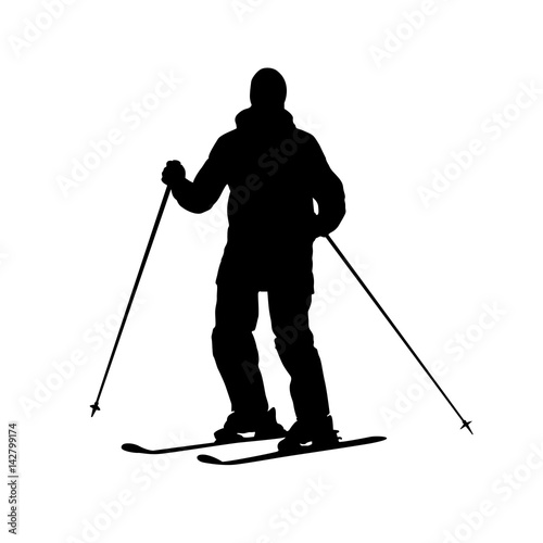 silhouette of a skiing man