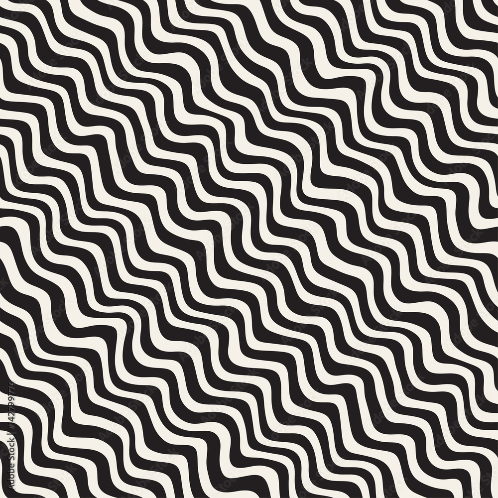 Wavy Ripple Hand Drawn Lines. Abstract Geometric Background Design. Vector Seamless Pattern.