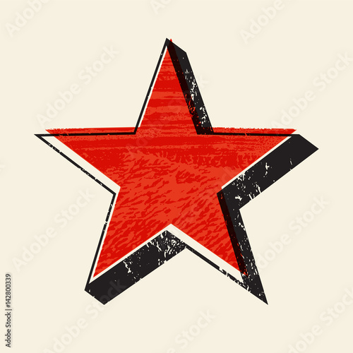 Grunge Star abstract background with hand drawn brush strokes texture. Retro vector illustration.