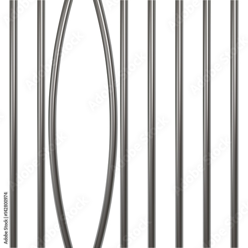 Broken prison bars isolated on white. Vector illustration. Way out to freedom concept
