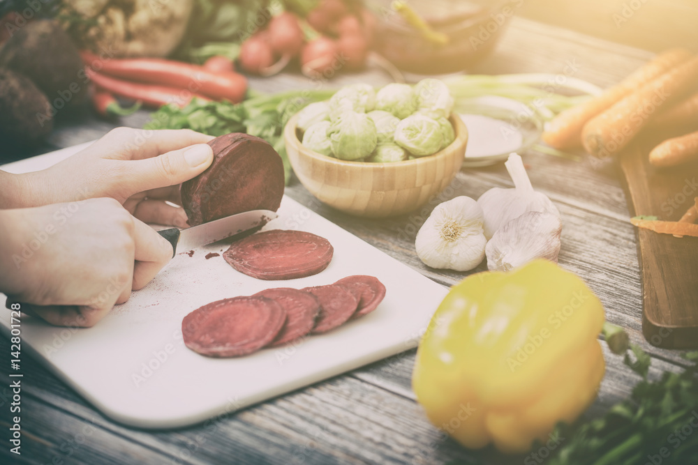 Preparing a meal. Cutting vegetables. Preparing a meal. Cutting vegetables.