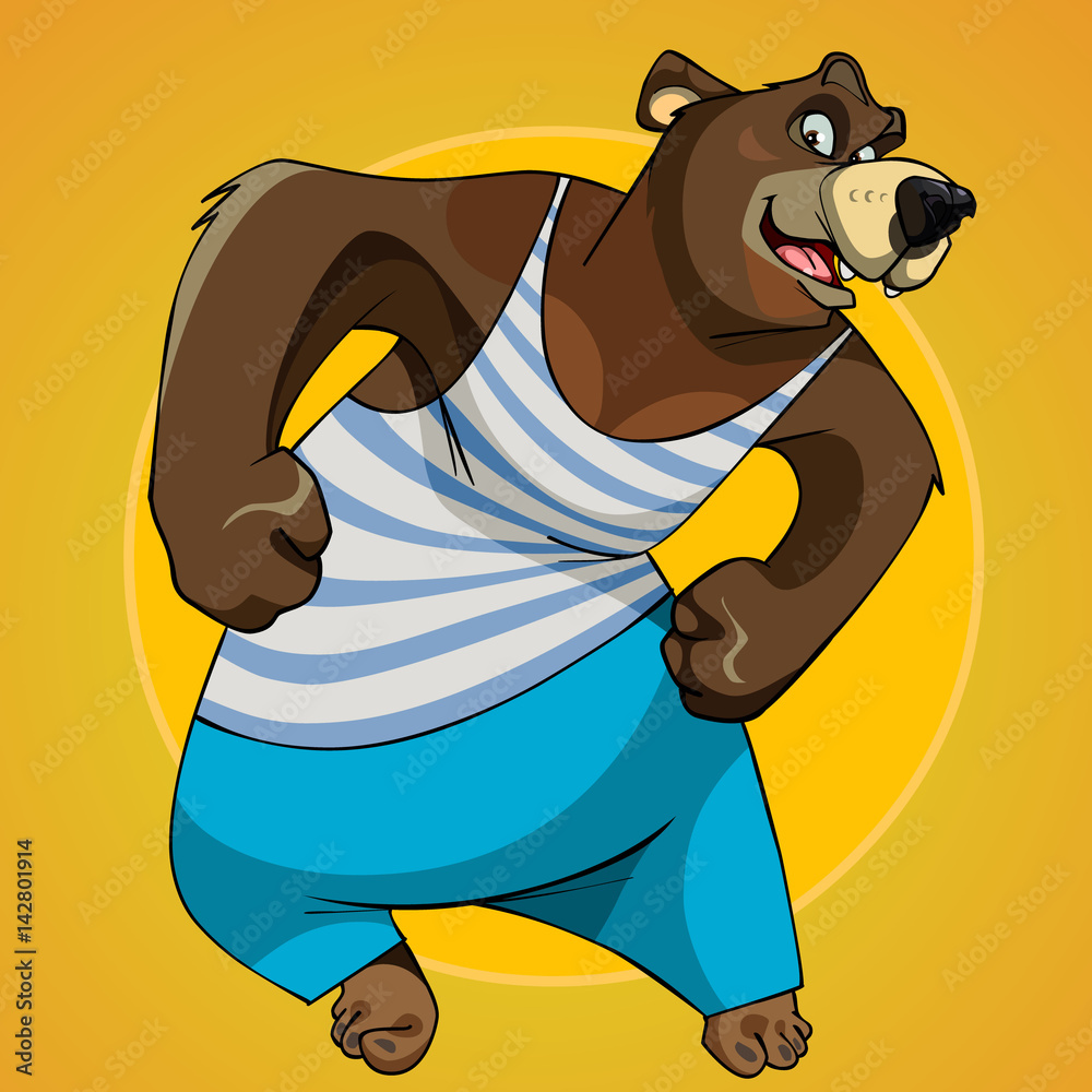 Obraz premium cartoon character big bear posing in sportswear