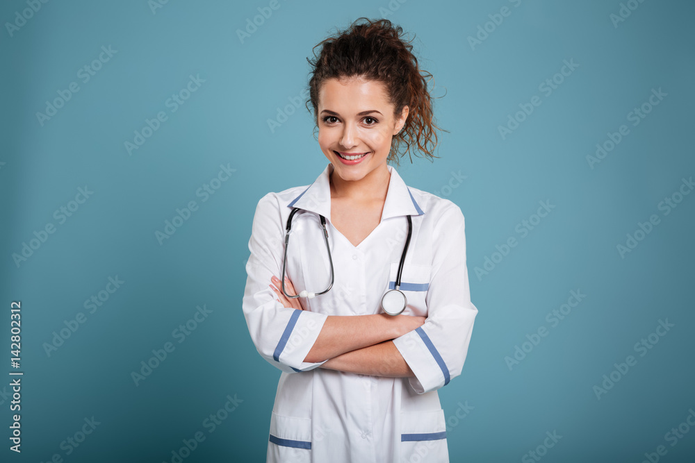 Happy young nurse with stethoscope Happy young nurse with stethoscope