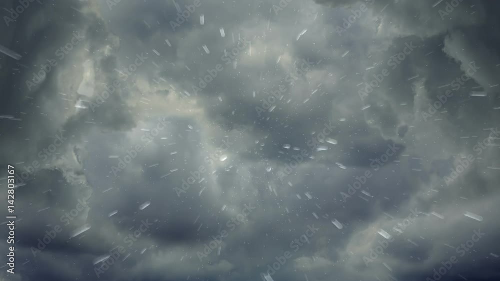 Weather 3d animation of heavy rain falling right from above. Full HD footage of severe thunderstorm in upward view.
