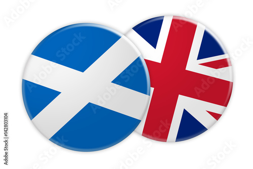 Free Download News Concept: Scotland Flag Button On UK Flag Button, 3d illustration on white background - GFXLoad