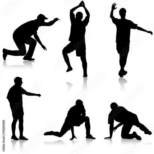 Set black silhouettes man on white background. Vector illustration