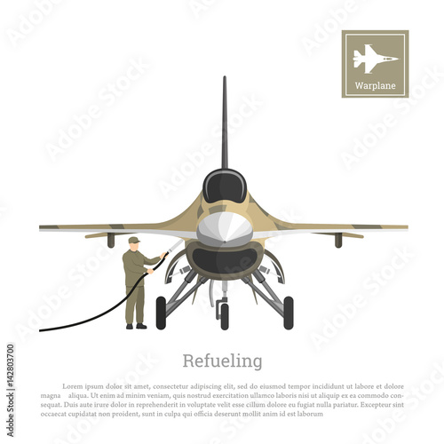 Refueling of a military aircraft. Repair and maintenance of airplane. Aerospace industry