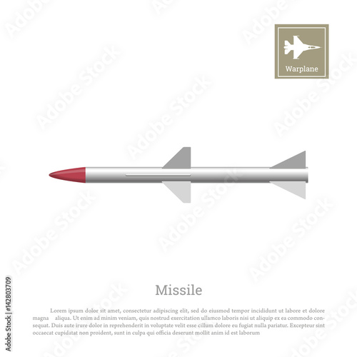 Rocket drawing on a white background. Ballistic missile icon. Vector illustration