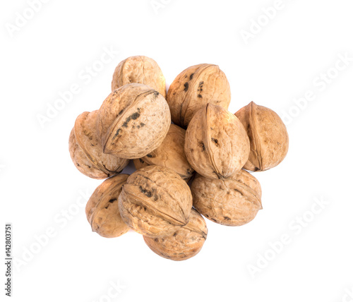 Heap of Walnuts on White Background