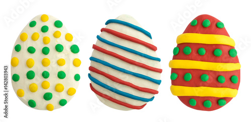 Easter Eggs Made from Multi-Colored Plasticine