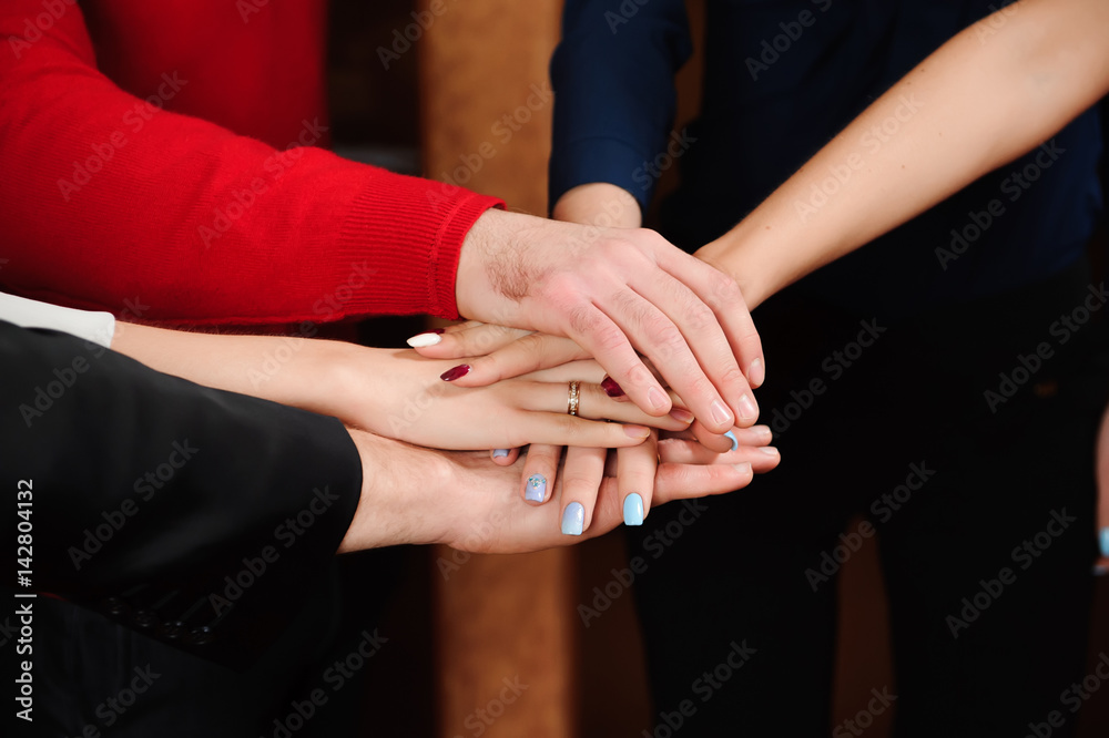 Business Team Stack Hands Support Concept Business Team Stack Hands Support Concept