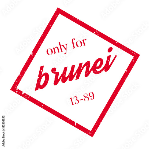 Only For Brunei rubber stamp. Grunge design with dust scratches. Effects can be easily removed for a clean, crisp look. Color is easily changed.