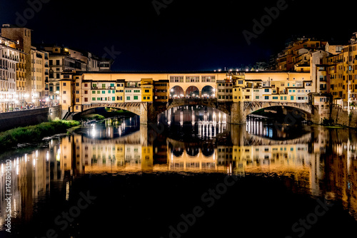 view of Florence with the old bridge in the heart of Tuscany