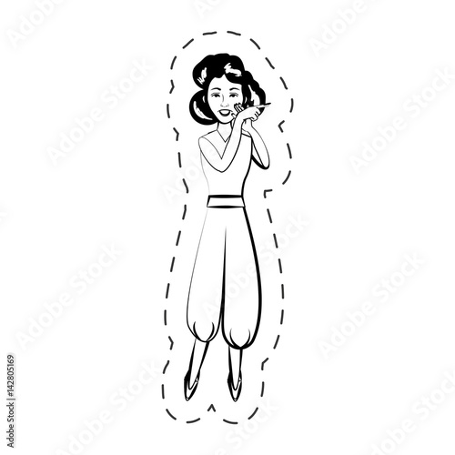 woman expression female black and white vector illustration eps 10