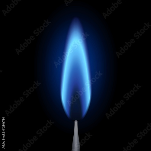 Flamme veilleuse allumée. Fond noir 