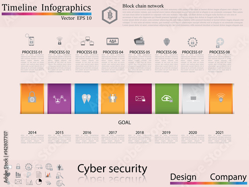 Modern clean business circle origami style timeline banner. Vector. can be used for workflow layout, diagram, number step up options, web design,timeline infographics,cyber security concept,icon set