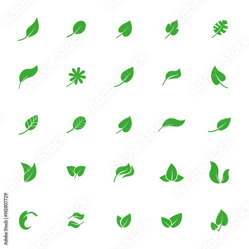 simple leaf icon collection, leaves set