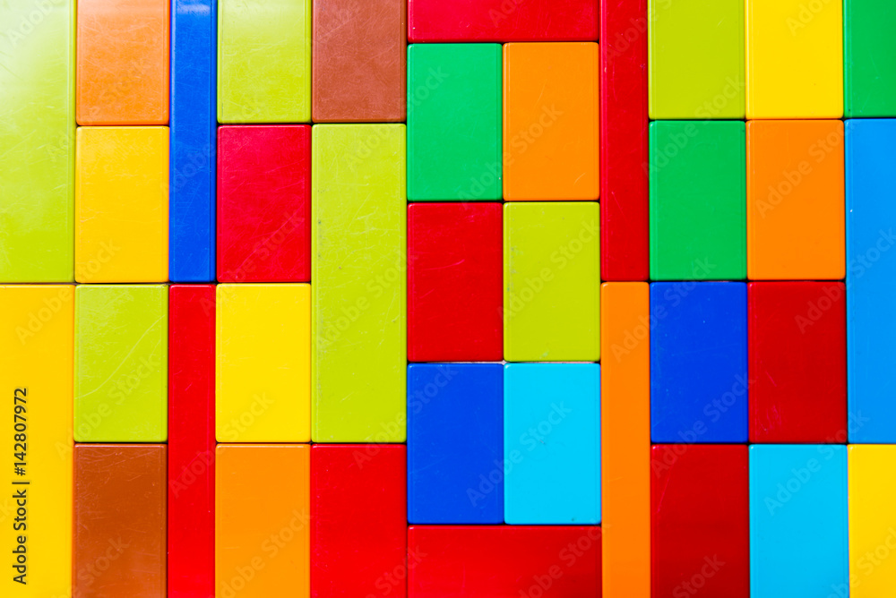 a wall of colored cubes