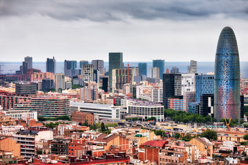 Wandcirkels Barcelona Skyline binnenstad Barcelona Spanje  © Artur Bogacki