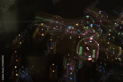 Soap bubbles with iridescent shine
