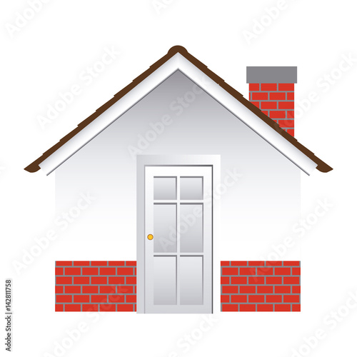 comfortable facade house with chimney without windows vector illustration