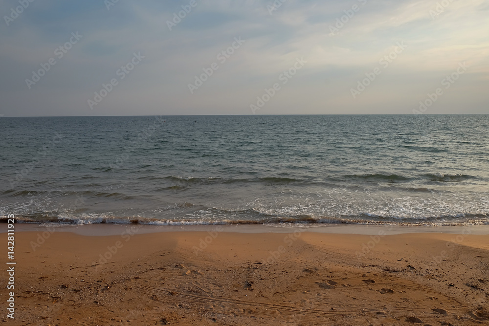 Sunset on the beach, at Chantaburi, Thailand