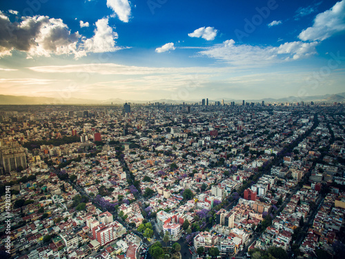 Aerial shot of Mexico City before sunset