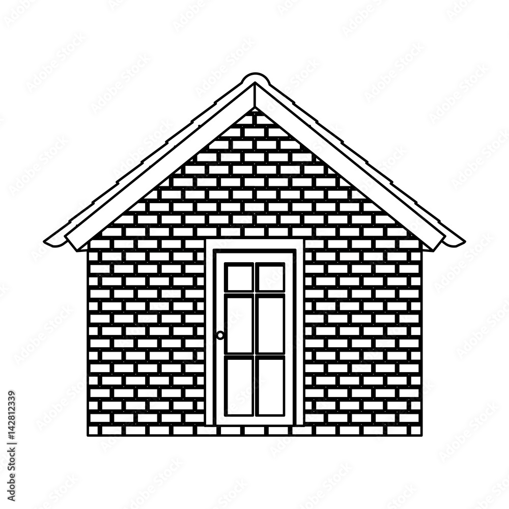 comfortable facade brick wall village without windows vector illustration