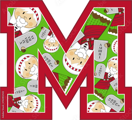 M is for Moses Alphabet Learning Illustration