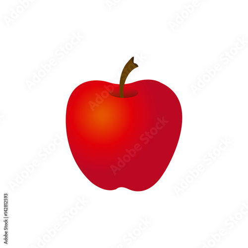 colorful silhouette red apple fruit food vector illustration