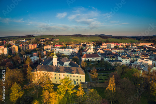 Aerial shot of small town, Bruntál, Czech Republic