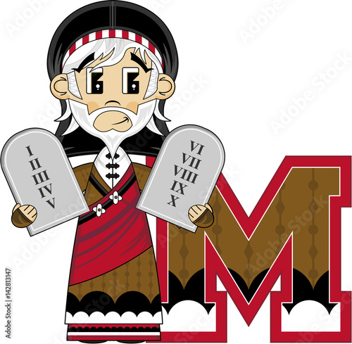 M is for Moses Alphabet Learning Illustration