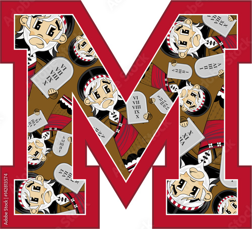 M is for Moses Alphabet Learning Illustration