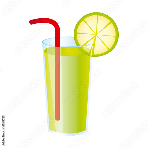 colorful realistic lemon freshness drink cocktail glass vector illustration