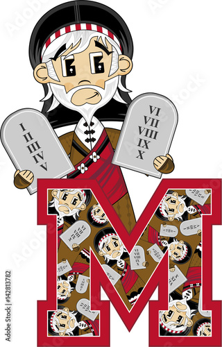 M is for Moses Alphabet Learning Illustration