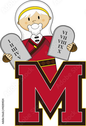 M is for Moses Alphabet Learning Illustration