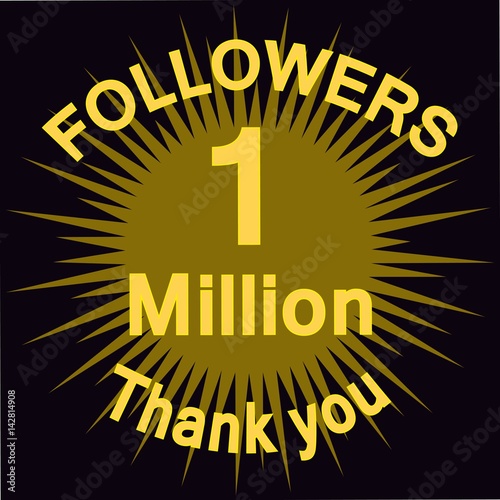 1 million followers illustration with thank you