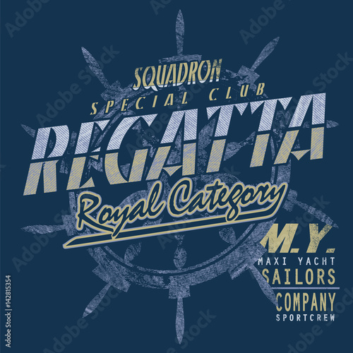 Sailing regatta emblem for t-shirt, logo, sticker, label, in custom colors