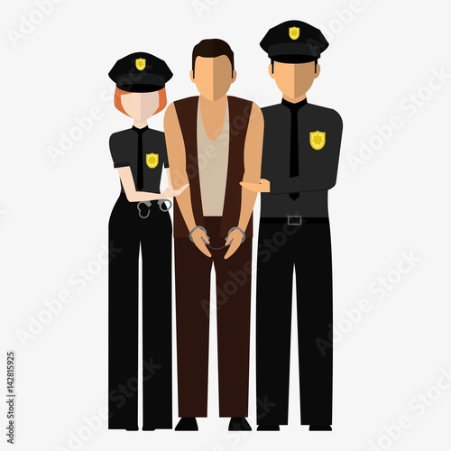 Criminal, offender and Police officer. Illustration, elements for design. photo