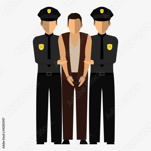 Criminal, offender and Police officer. Illustration, elements for design. photo