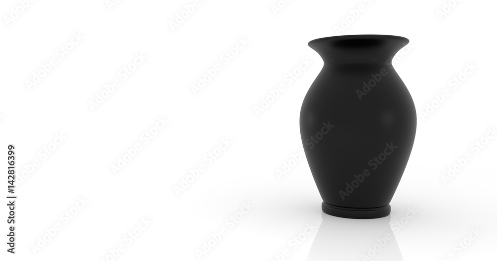 Empty black vase on white background.