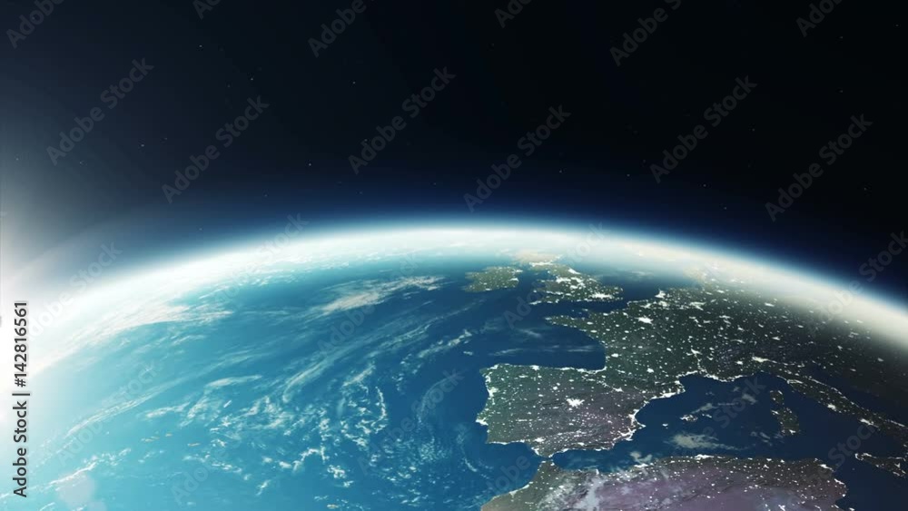 Close-up View of Amazing Earth Planet Rotating in Space. Loop