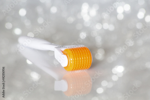 dermaroller for medical micro needling therapy. Tool also known as: Derma roller, mesoroller, mezoroller, meso-roller, mesopen.