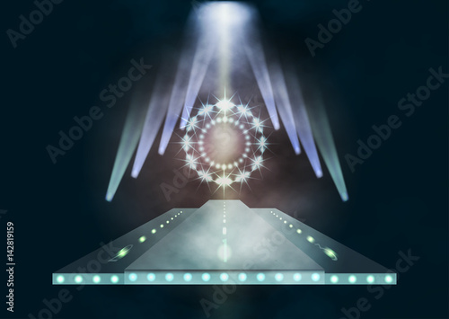 Illuminated podium for presentation and awards in dark colors