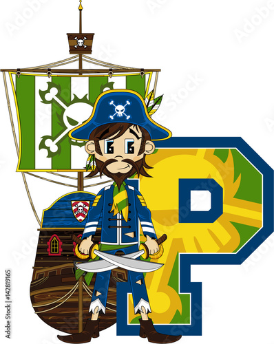 P is for Pirate Alphabet Learning Illustration