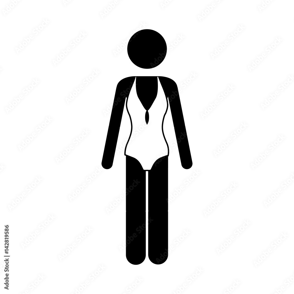 monochrome pictogram of woman in swimsuit vector illustration monochrome pictogram of woman in swimsuit vector illustration