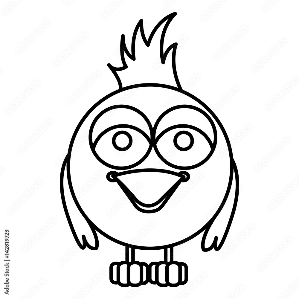 beautiful cartoon bird with big ayes, vector illustration