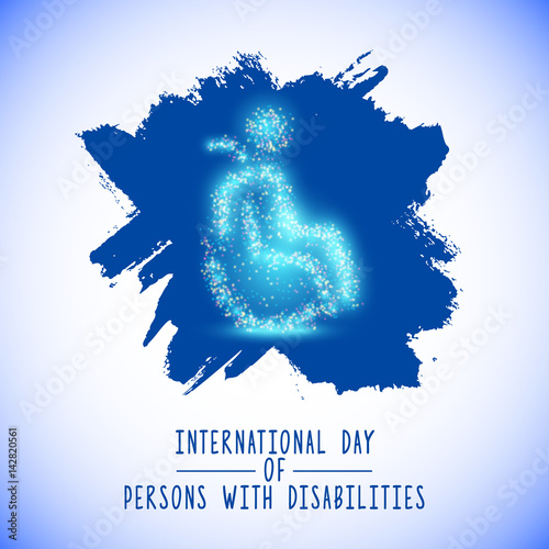 International day of persons with disabilities. Man in wheelchair. Physically handicapped person living full happy life with disability. Vector illustration