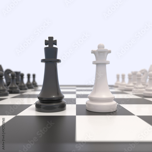 Two chess pieces on a chessboard